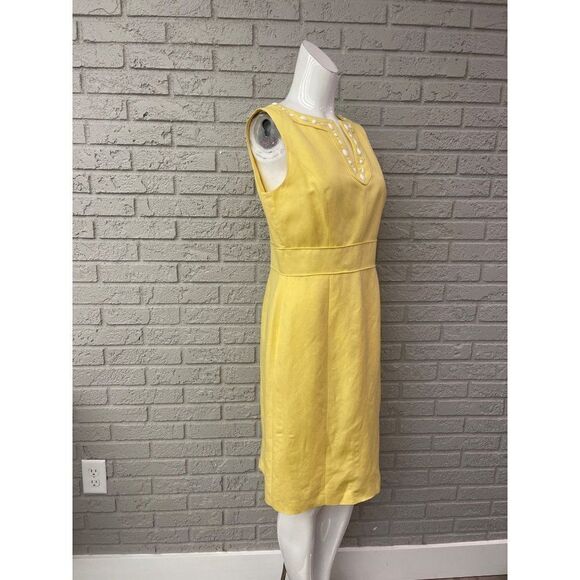 Alex Marie Yellow Sheath Dress with Beaded Neckline Size 6 - Picture 8 of 11